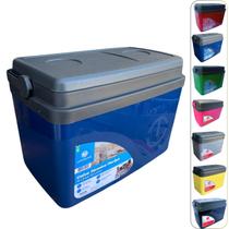 Caixa térmica Cooler 15L Alça Tampa bandeja Floripa Unitermi Cerveja Água Suco Praia Churrasco