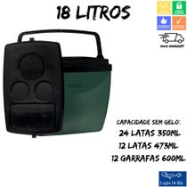 Caixa Térmica Cooler 18 Litros Verde com Preto Com Alça e Suporte para Latas e Garrafa Mor