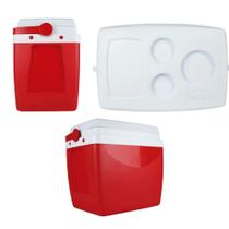 Caixa Térmica Cooler 18 Litros Vermelha Com Alça e Suporte para Latas e Garrafa Mor