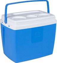 Caixa Termica Cooler 18L Bebidas Com Porta Copo Alça Azul Bel