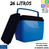 Caixa Térmica Cooler 26 Litros Mor Para 35 Latinhas ou 5 Garrafas Pet 2L Azul com Preto