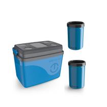 Caixa Térmica Cooler 30l Unitermi Azul + 2 Portas lata 350ml