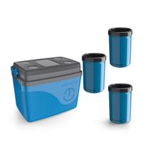 Caixa Térmica Cooler 30l Unitermi Azul + 3 Portas lata 350ml