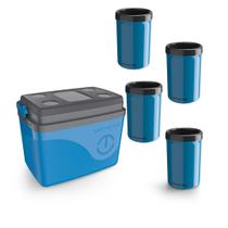 Caixa Térmica Cooler 30l Unitermi Azul + 4 Portas lata 350ml
