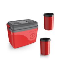 Caixa Térmica Cooler 30l Vermelho + 2 Portas lata 350ml