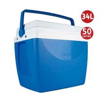 Caixa Térmica Cooler 34 Litros Com Alça Azul Mor - Praia
