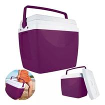 Caixa Térmica Cooler 34 Litros Roxo Com Alça e Porta Copos Praia Piscina Churrasco Mor