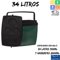 Caixa Térmica Cooler 34 Litros Verde C/ Preto Com Alça Mor
