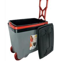Caixa Térmica Cooler 34lts C/ Rodas Cor Cinza Alça mini geladeira comidas praia piscina calor móvel praticidade gelo guarda mantimento cervejas