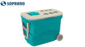 Caixa Térmica Cooler 50 Litros Tropical azul com rodas - Soprano