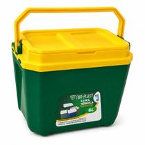 Caixa Térmica Cooler 6 Litros 9 Latas Pequena Portátil Resistente Conservador Térmico Praia Edição Copa Brasil -