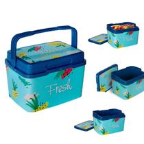 Caixa Termica Cooler 7 Litros Azul Com alça e Trava 10 Latas