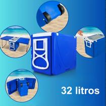 Caixa Térmica Cooler Azul 32 Litros Portátil Resistente Viagem Camping Praia Caixa Térmica Cooler Azul 32 Litros Portátil Resistente Viagem Camping Praia