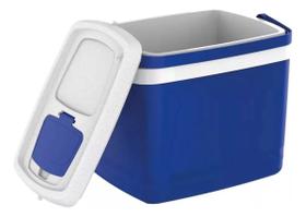 Caixa Termica Cooler Bebidas 32L Azul Com Porta Copo Grande Caixa Termica Cooler Bebidas 32L Azul Com Porta Copo Grande