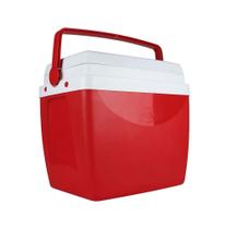 Caixa Térmica Cooler Com Alça 26 Litros Vermelha Praia Mor