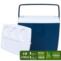 Caixa Térmica Cooler Culler Culer 19L Cor Azul 24 Latas Para Camping Praia Piscina Pesca Tampa Encaixe Latinhas
