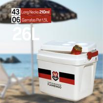 Caixa Térmica Cooler Flamengo 26 Litros Para Praia Camping Viagem Com Alça Branco e Vermelho