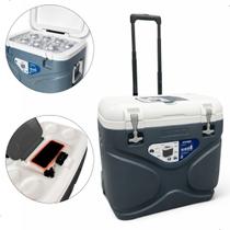 Caixa Térmica Cooler Grande 45lts Roda Alça Retrátil Camping Caixa Térmica Cooler Grande 45lts Roda Alça Retrátil Camping