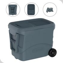 Caixa Termica Cooler Grande Bebidas 50L Porta Copo Rodinha Cinza