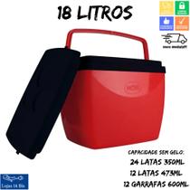 Caixa Térmica Cooler Mor 18 Litros C/ Alça Vermelho C/ Preto