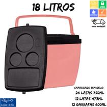 Caixa Térmica Cooler Mor 18 Litros Com Alça Rosa Pêssego
