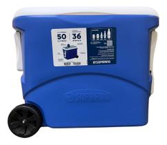 Caixa Térmica Cooler Tropical 50l Com Rodas Azul Soprano