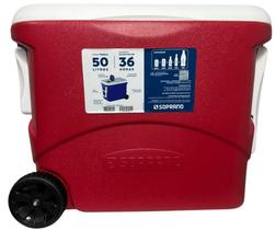 Caixa Térmica Cooler Tropical 50l Com Rodas Vermelha Soprano