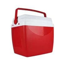 Caixa Térmica Cooler Vermelho 26 Litros com Alça e Porta Copos MOR