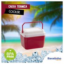 Caixa Térmica Cooler Vermelho 6 Lts C/ Alça Cerveja E Praia
