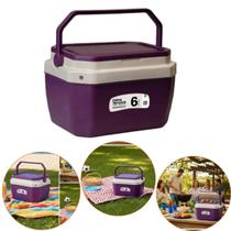 Caixa Térmica Cor Roxo Wine Com alça 6 Litros Praia Piscina Caixa Térmica Cor Roxo Wine Com alça 6 Litros Praia Piscina