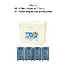 Caixa Térmica de Isopor 3 litros + 4 Gelos Reutilizáveis GR200 200ml