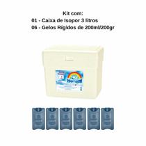 Caixa Térmica de Isopor 3 litros + 6 Gelos Reutilizáveis GR200 200ml