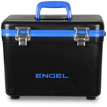 Caixa térmica ENGEL UC13 13 qt à prova de vazamentos preta e azul Caixa térmica ENGEL UC13 13 qt à prova de vazamentos preta e azul