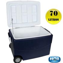 Caixa Térmica Glacial Cooler 70 Litros C/ Rodas E Porta Copos Mor