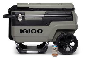 Caixa térmica Igloo Trailmate Journey 70 qt com rodas grandes - Verde oliva