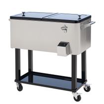 Caixa Térmica Outsunny 80 QT com Rodas - Acabamento Prata Caixa Térmica Outsunny 80 QT com Rodas - Acabamento Prata