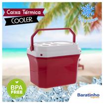 Caixa Térmica Vermelho Cooler 40 Lts C/ Alça Praia E Cerveja