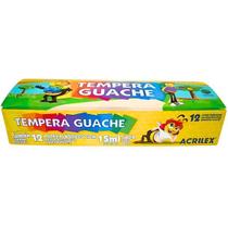 Caixa Tinta Guache 15ML Com 12 Cores Tinta Lavavel Acrilex Caixa Tinta Guache 15ML Com 12 Cores Tinta Lavavel Acrilex
