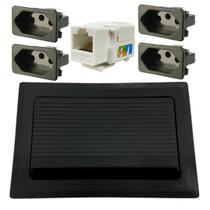 Caixa tomada preta de mesa + 4 modulos + 1 rj45 Caixa tomada preta de mesa + 4 modulos + 1 rj45
