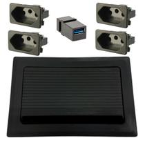 Caixa tomada preta de mesa + 4 modulos + 1 usb