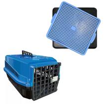 Caixa Transporte Azul N2 Cães Pequeno + Tapete Sanitario - MecPet