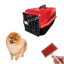 Caixa Transporte Cachorro Plástica N1 + Escova Rasqueadeira