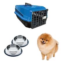 Caixa Transporte Pet Azul N1 E Dois Bebedouro Para Cachorro