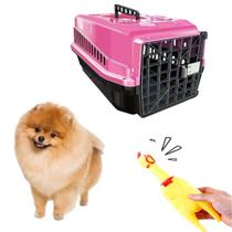 Caixa Transporte Pet N1 Rosa + Brinquedo Interativo Galinho