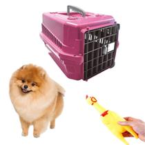 Caixa Transporte Pet N1 Rosa E Mordedor Interativo Galinha