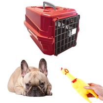 Caixa Transporte Pet N2 + Mordedor Interativo Galinha Dental