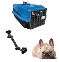 Caixa Transporte Pet Plástica N2 Azul + Brinquedo Corda Pet