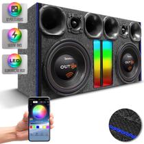 Caixa Trio Automotivo Bomber 1600w Subwoofer Outdoor 12 Pol + 4 Driver + 2 Tweeter Duto Régua RGB