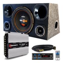Caixa Trio Bomber Outdoor + Modulo Taramps + Radio Bluetooth