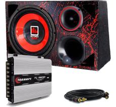Caixa Trio Carro Detoner 12 Vermelho+ Modulo Taramps Tl 1500